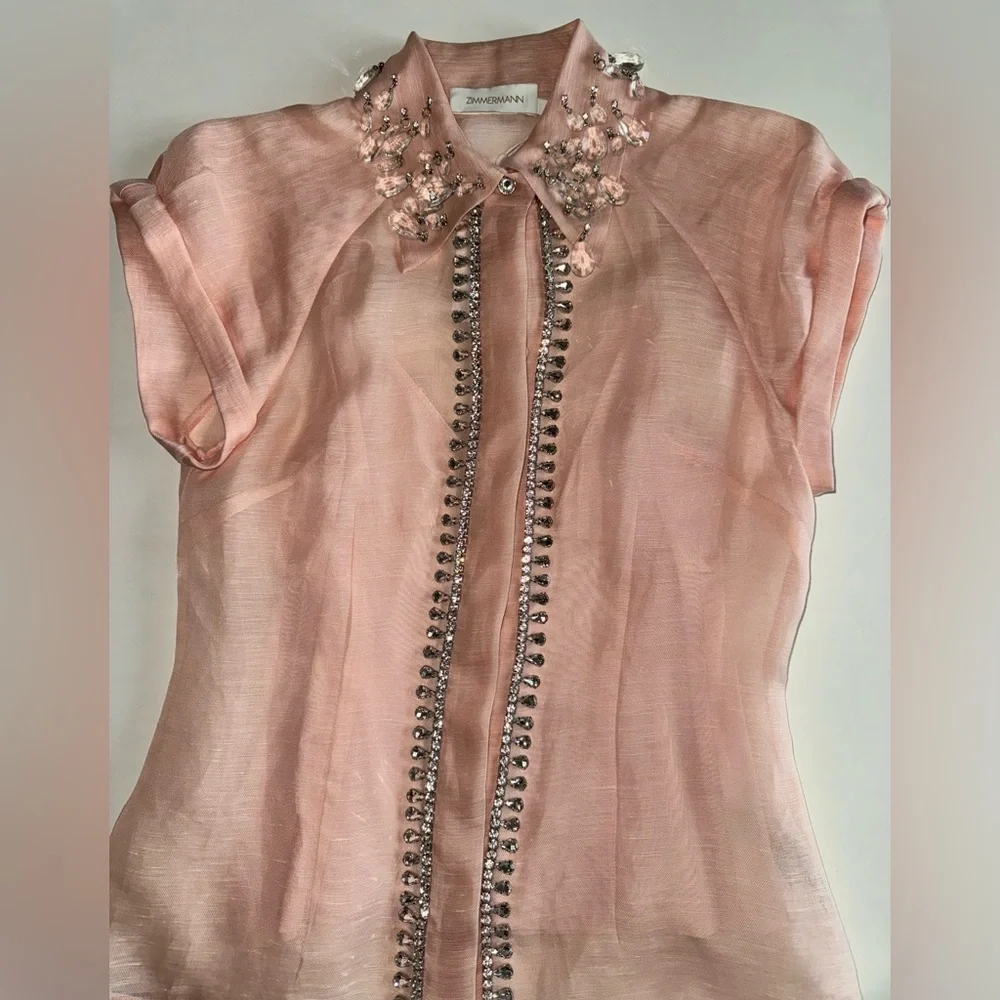 Zimmerman 🩷 Matchmaker Diamante Linen Blouse - Picture 12 of 12
